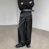 Hearujoy Niche Design Male Glossy Casual Pants Droop Wide Leg Loose Bottom Summer Straight Solid Color Menwear Tide 9C6406